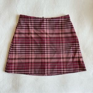 Aritzia Wilfred Pink and Red Plaid Skirt